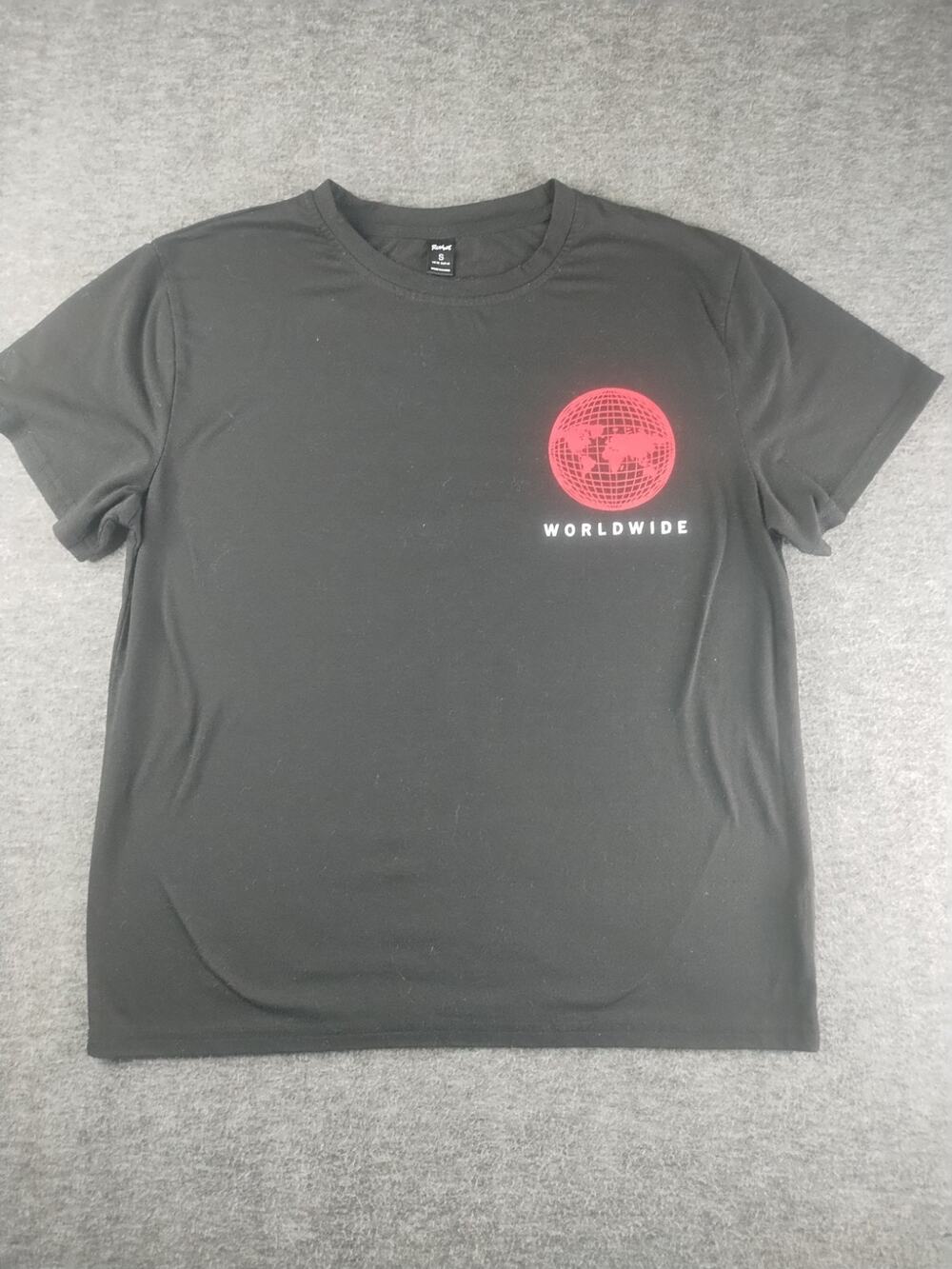 Romwe T Shirt Mens S Black Graphic Worldwide
